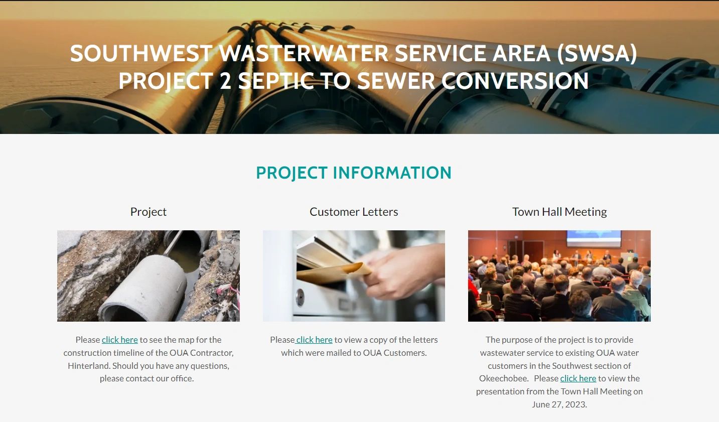 Southwest Wastewater Service Area Project 2 Information
